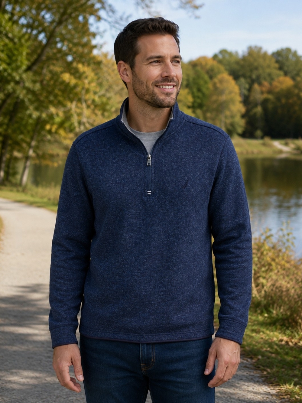 Nautica Men's Navy Quarter-Zip Sweater Size M